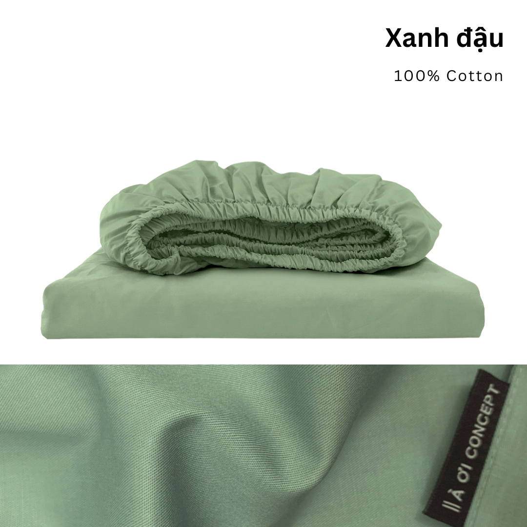 Ga trải giường Cotton Satin, màu [ Xanh đậu] À ƠI CONCEPT DGCT0004